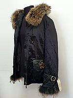 Короткая Женская Зимняя Куртка Парка с Подстежкой из Натурального Меха 46 размер