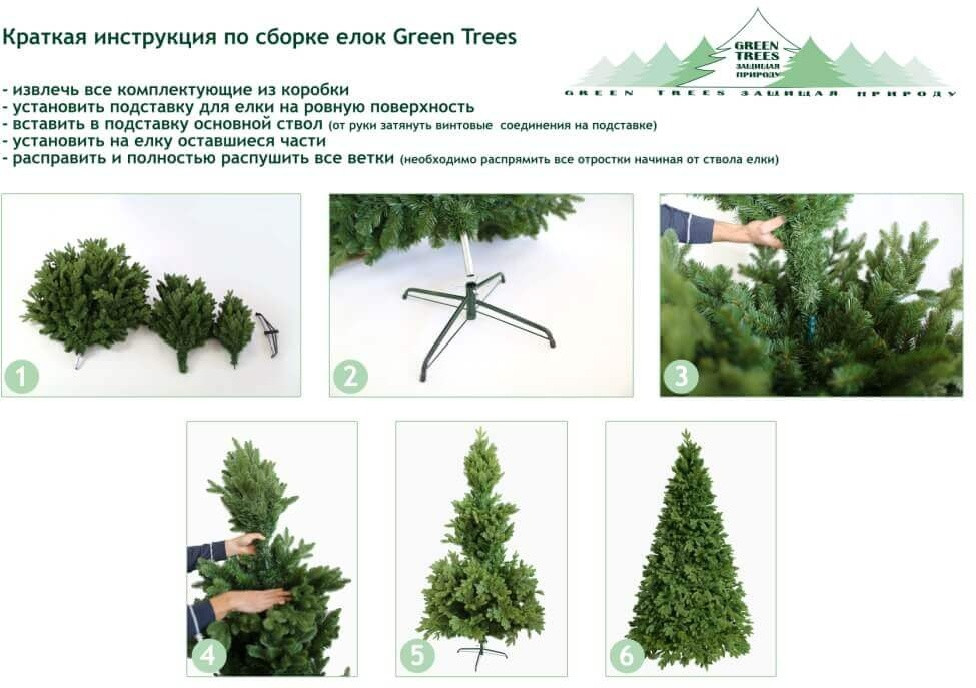 Новогодняя елка Green Trees комнатная напольная Сосна Бордо Люкс зеленый 210 см - фото 4 - id-p104395610