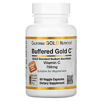 California Gold Nutrition, Gold C, GOLD Standard, буферизованный витамин C, аскорбат натрия, 750 мг, 60 растит