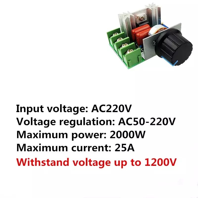 Регулятор SCR напряжения AC110-220V up 2000ВТ в пределах 50-220В для тэнов, электроинструмента - фото 2 - id-p104405479