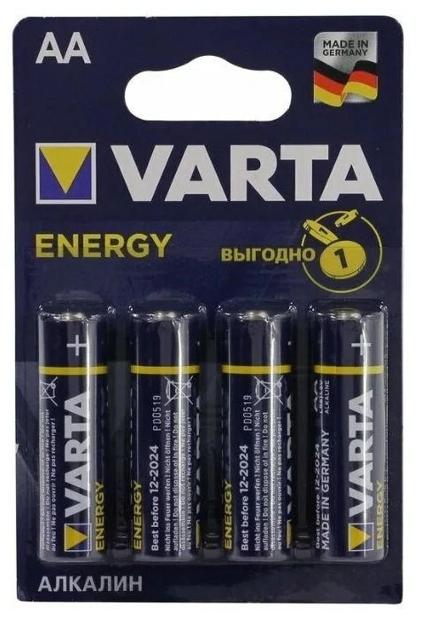 Комплект батареек Alkaline VARTA ENERGY LR6/1.5V AA VELR4 - фото 1 - id-p104408112