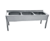 Стол с тремя раковинами с бортиком без полки