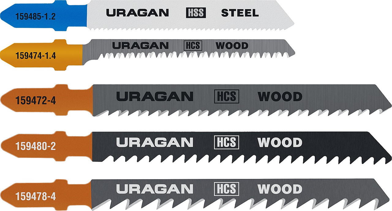 Набор полотен URAGAN, T101B, T101AO, T111C, T144D, T118A, по дереву и металлу, 5 предметов - фото 1 - id-p104412819