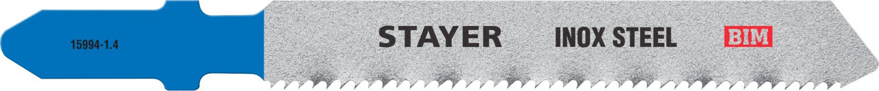 STAYER T118AF, полотна для эл/лобзика, Bi-Metal, по металлу (1,5-3мм), Т-хвостовик, шаг 1,4мм, 50мм, 2шт,