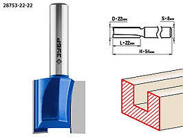 ЗУБР 22x22мм, хвостовик 8мм, фреза пазовая прямая