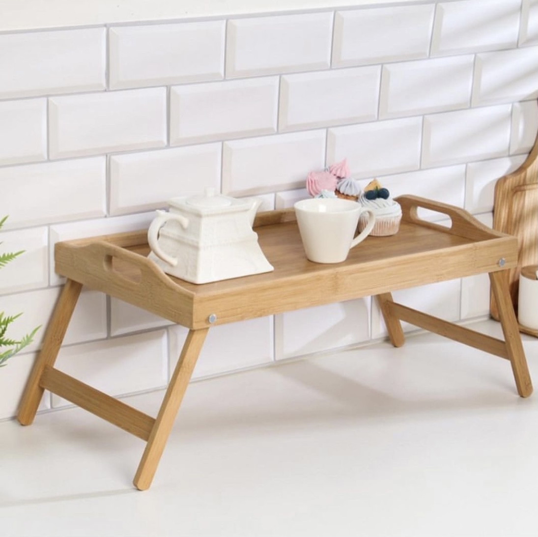 Столик - поднос для завтрака с ручками, складной, бамбук