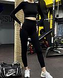 Комплект жен (кроп топ+лосины) чер 16194, фото 6