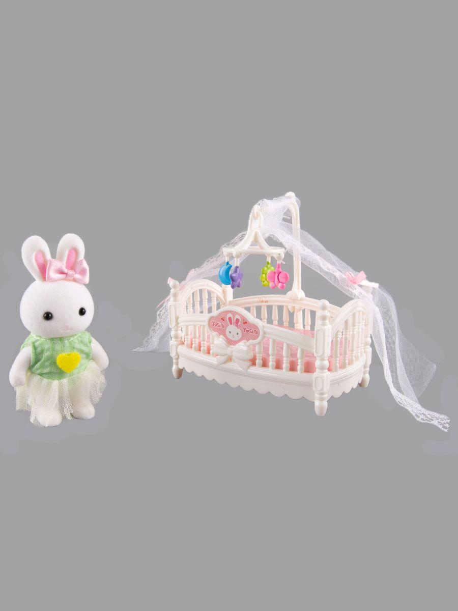 Игровой набор Детская комната, зайка, игрушечная мебель, аксессуары
