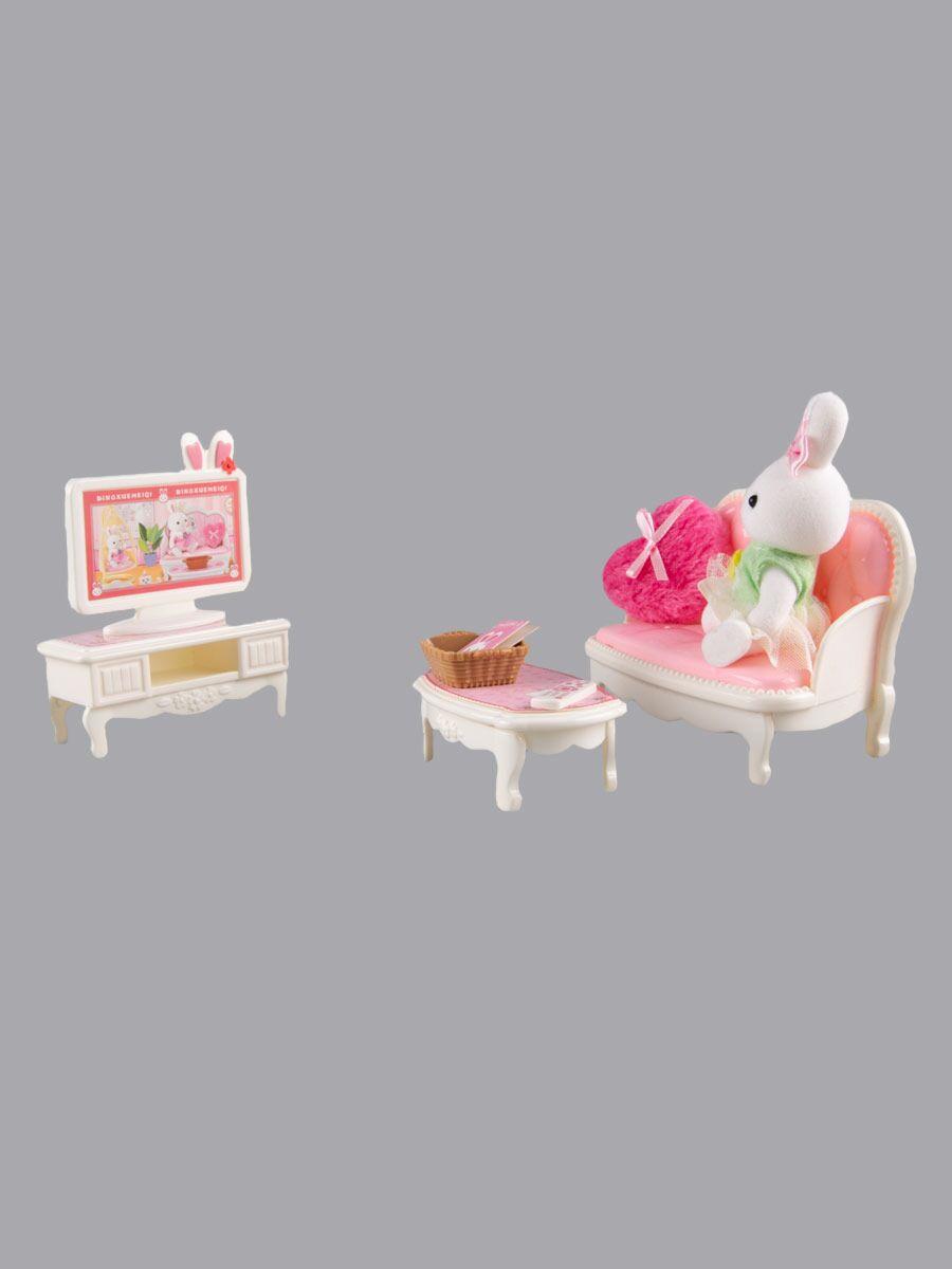 Игровой набор Зал, зайка, игрушечная мебель для гостинной аксессуары