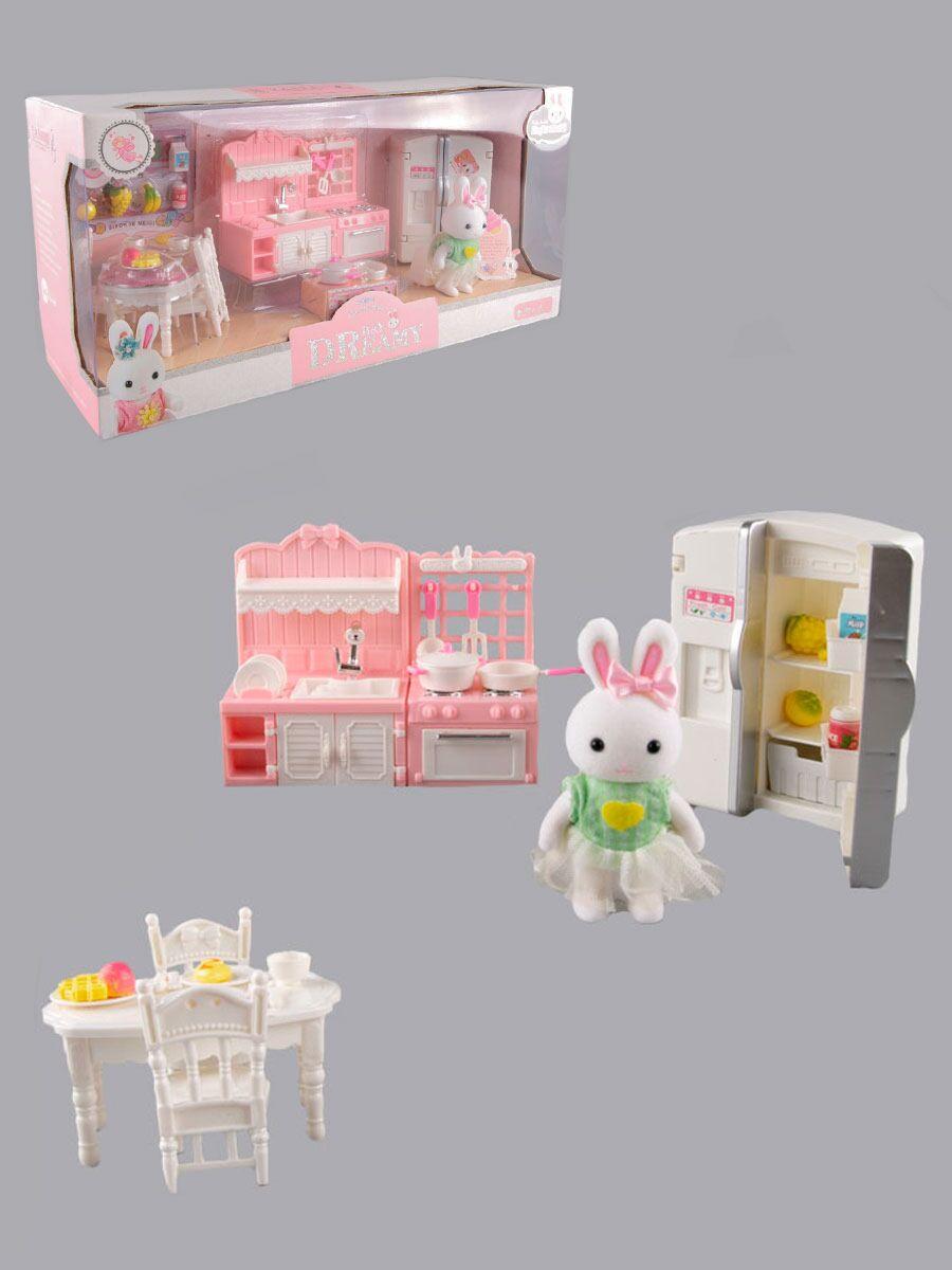 Игровой набор Кухня, зайка, игрушечная кухонная мебель, аксессуары