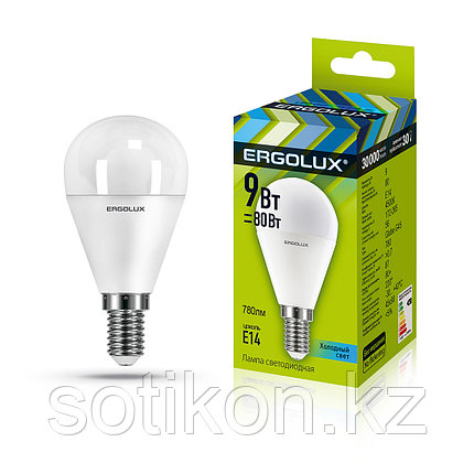 Эл. лампа светодиодная Ergolux G45/4500К/E14/9Вт, Холодный, фото 2