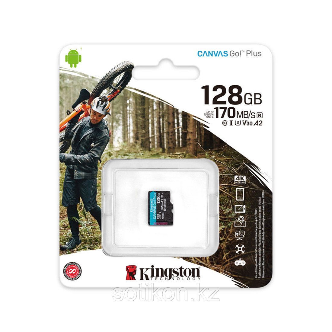 Карта памяти Kingston SDCG3/128GBSP A2 U3 V30 128GB без адаптера - фото 2 - id-p104444139