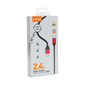 Интерфейсный кабель LDNIO Type-C LS431 2.4A TPE Алюминий 1м Чёрный, фото 2