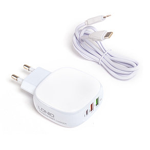 Универсальное зарядное устройство LDNIO A3510Q 2*USB A/1*USB Type C Lightning Белый, фото 2