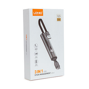 Интерфейсный кабель LDNIO 3 in 1 cable LC99 30cm Серый, фото 2