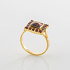 Кольцо из позолоченного серебра с природным богемским гранатом - размер 17, фото 3