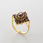 Кольцо из позолоченного серебра с природным богемским гранатом - размер 18, фото 4