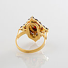 Кольцо из позолоченного серебра с природным богемским гранатом - размер 18, фото 3
