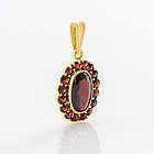 Кулон из позолоченного серебра с природным богемским гранатом, фото 2