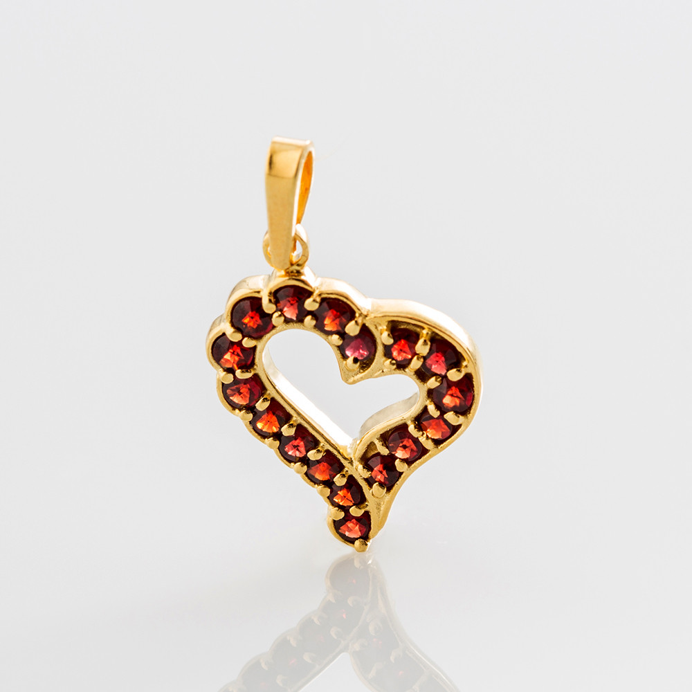 Кулон из позолоченного серебра с природным богемским гранатом, фото 1