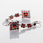 Серьги из серебра с природным богемским гранатом, фото 4