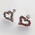 Серьги из серебра с природным богемским гранатом, фото 2