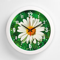 Часы настенные, серия: Цветы, "Ромашка", плавный ход, d=28 см