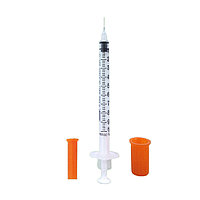 Шприц инъекционный 3-х компонентный, 1-но граммовый, инсулиновый (со съемной иглой и несъемной иглой)