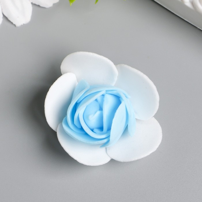 Декор для творчества "Белая роза с мятной серединкой" d=3,5 см