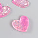 Декор для творчества пластик "Сердечки с глиттером" розовый 2,8х2,4 см, фото 2