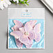Декор для творчества текстиль вышивка "Бабочка розово-сиреневая" двойные крылья 5х6,3 см, фото 3