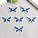 Декор для творчества текстиль вышивка "Бабочка бело-синяя" двойные крылья 3,7х4,5 см, фото 2