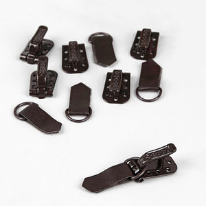 Крючки пришивные, металлические, для верхней одежды, 5 × 1,5 см, 6 шт, цвет коричневый