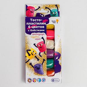 Тесто-пластилин( набор 6 цветов ) с блёстками  TA1091