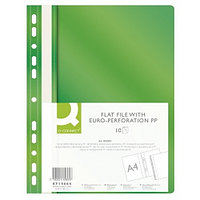 Скоросшиватель пластиковый, с перфорацией, A4, 120/170мкм, зеленый Q-Connect, PBS