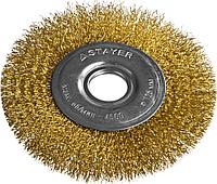 STAYER PROFESSIONAL . Щетка дисковая для УШМ, витая стальная латунированная проволока 0,3мм, 125ммх22мм