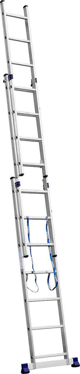 Трехсекционная лестница СИБИН, 7 ступеней, со стабилизатором, алюминиевая - фото 3 - id-p104485559