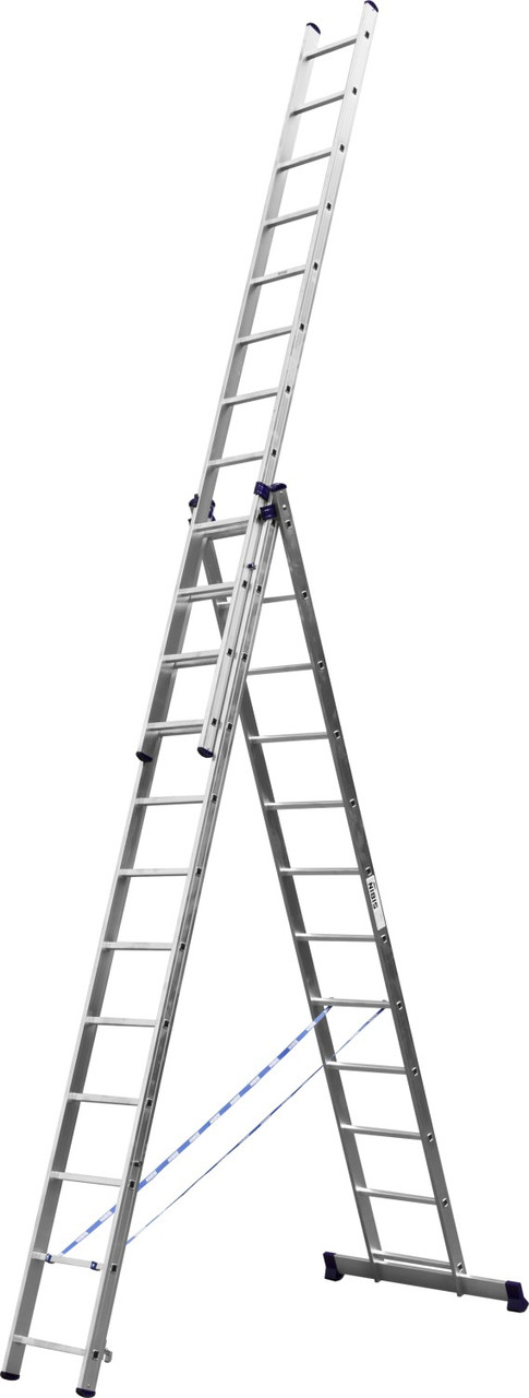 Трехсекционная лестница СИБИН, 12 ступеней, со стабилизатором, алюминиевая - фото 2 - id-p104485564