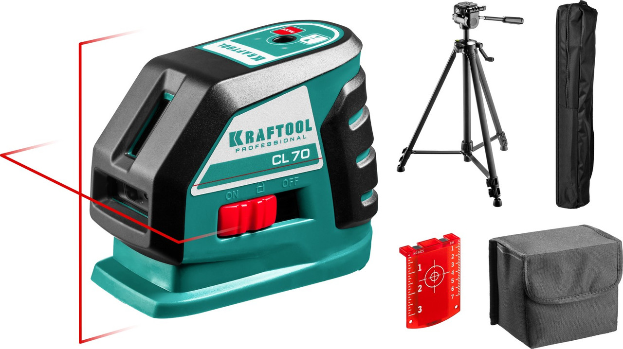 KRAFTOOL CL-70 #3 нивелир лазерный, 20м/70м, IP54, точн. +/-0,2 мм/м, штатив, питание 4хАА, в коробке - фото 1 - id-p104478838