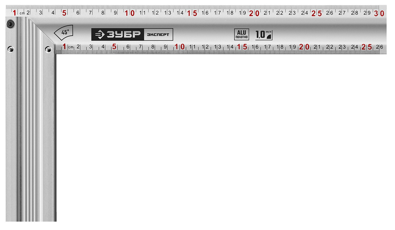 ЗУБР ЭКСПЕРТ 300 мм жесткий столярный угольник с усиленным алюминиевым полотном, фото 1