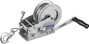 Лебедка ручная барабанная ЗУБР ″Профессионал″, тяговая, тросовая, 1,1т, 8м