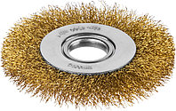 Щетка дисковая для УШМ, витая стальная латунированная проволока 0,3 мм, d=100 мм, MIRAX 35141-100