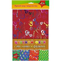 Цветной фетр Апплика "Ассорти №4", A4, 4л., 4 дизайна., тиснение фольгой, 1мм
