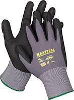 KRAFTOOL EXPERT, размер L, эластичные перчатки со вспененным нитриловым покрытием, 11285-L