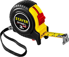 STAYER STABIL 3м / 16мм профессиональная рулетка в ударостойком обрезиненном корпусе с двумя фиксаторами
