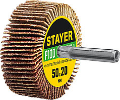 Круг шлифовальный STAYER лепестковый, на шпильке, P100, 50х20 мм