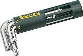Набор KRAFTOOL: Ключи имбусовые короткие, Cr-Mo сталь, держатель-рукоятка, TORX Hole, T10-T50, 8 пред