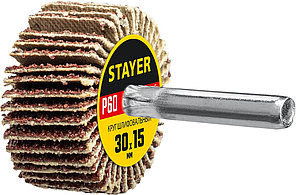 Круг шлифовальный STAYER лепестковый, на шпильке, P60, 30х15 мм