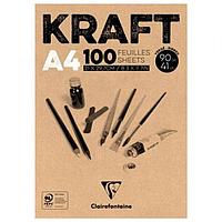 Блокнот для эскизов и зарисовок 50л. А5 на склейке Clairefontaine "Kraft", 120г/м2, верже, крафт 975