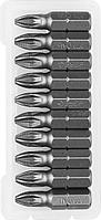Биты ЗУБР Мастер кованые, хромомолибденовая сталь, тип хвостовика C 1/4 , PZ2, 25мм, 10шт